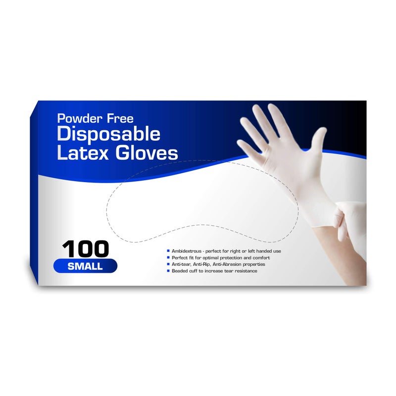 Chef's Star Disposable Powder Free Latex Gloves, Small, White - Image 1